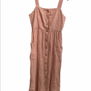 Rachel Zoe Button Front Linen Midi Dress